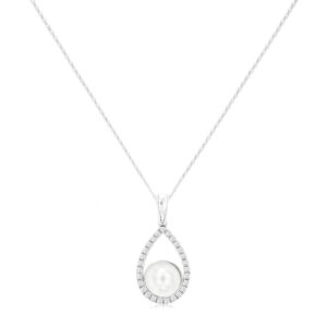 WHITE GOLD PEARL & DIAMOND PENDANT WH2239P