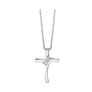 STERLING SILVER DIAMOND CROSS PENDANT TWO1020-SSD