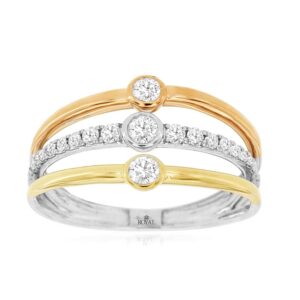 WHITE, YELLOW, AND ROSE GOLD DIAMOND RING WC9390D
