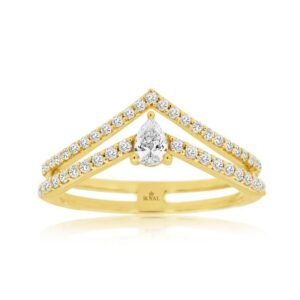 YELLOW GOLD DIAMOND V RING H2698D