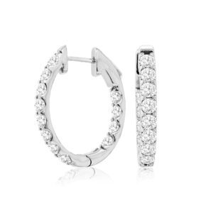 WHITE GOLD DIAMOND HOOP EARRINGS WC9827D