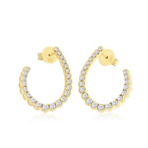 YELLOW GOLD DIAMOND HOOP EARRINGS H2716D