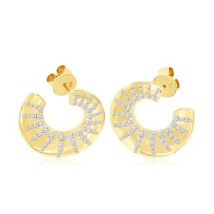 YELLOW GOLD DIAMOND HOOP EARRINGS H2709D