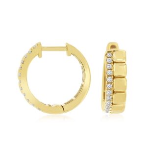YELLOW GOLD DIAMOND HOOP EARRINGS H3423D