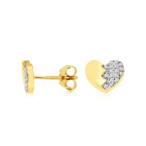 YELLOW GOLD DIAMOND HEART EARRINGS H1964D