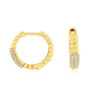 YELLOW GOLD DIAMOND HOOP EARRINGS H3421D