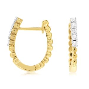 YELLOW GOLD DIAMOND HOOP EARRINGS H3227D