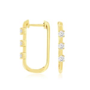 YELLOW GOLD DIAMOND HOOP EARRINGS H2711D
