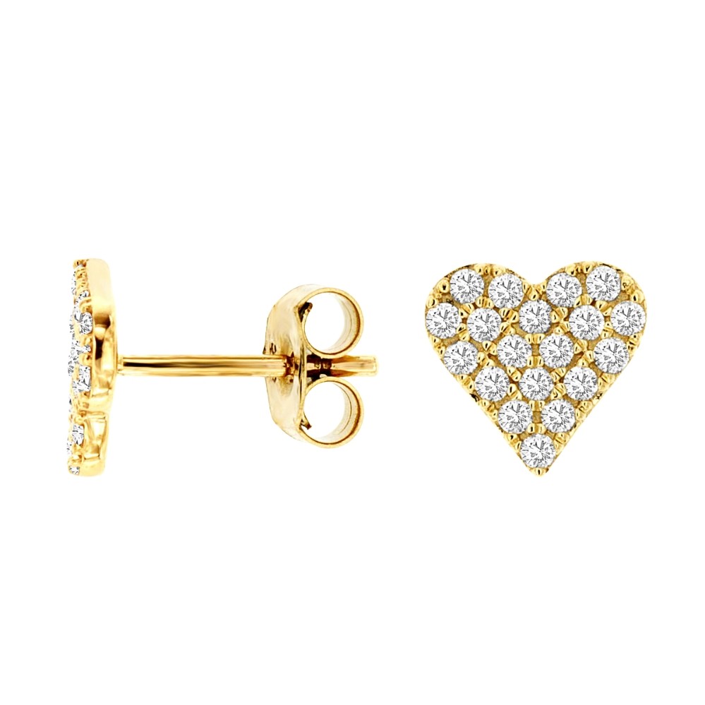 YELLOW GOLD DIAMOND HEART EARRINGS H1449D
