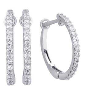 WHITE GOLD DIAMOND HOOP EARRINGS M3413