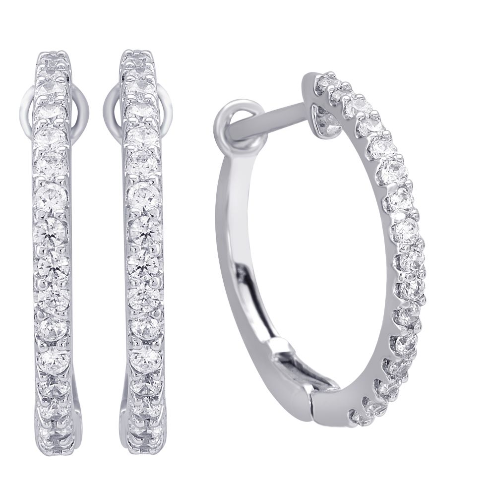 WHITE GOLD DIAMOND HOOP EARRINGS M3413