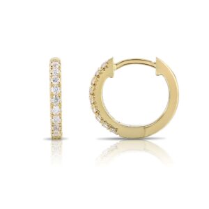 YELLOW GOLD DIAMOND HUGGIE HOOP EARRINGS Z600464