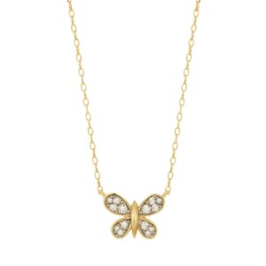 YELLOW GOLD DIAMOND BUTTERFLY NECKLACE H1389D
