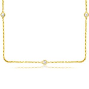 YELLOW GOLD 5 STATION DIAMOND NECKLACE C9065D