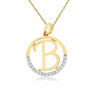 YELLOW GOLD INTIAL DIAMOND PENDANT B N6B