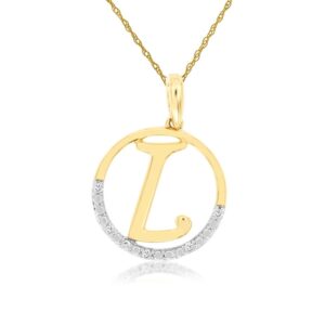 YELLOW & WHITE GOLD INTIAL DIAMOND PENDANT L N6L