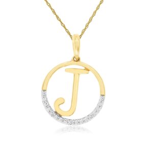 YELLOW & WHITE GOLD INTIAL DIAMOND PENDANT J N6J