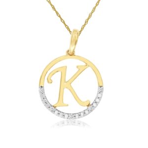 YELLOW & WHITE GOLD INTIAL DIAMOND PENDANT K N6K