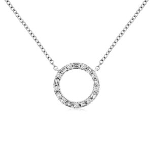 WHITE GOLD DIAMOND CIRCLE NECKLACE WH1302D