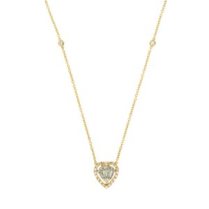 YELLOW GOLD DIAMOND HEART NECKLACE C9896D