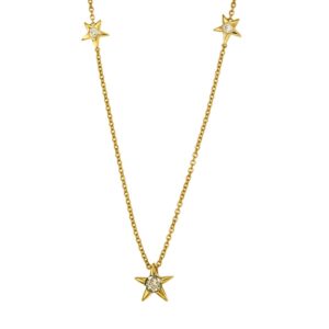 YELLOW GOLD DIAMOND 5 STATION NECKLACE H2076D
