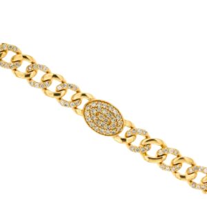 YELLOW GOLD DIAMOND CUBAN BRACELET H1762D