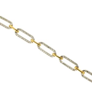 YELLOW GOLD DIAMOND PAPERCLIP BRACELET H2158D