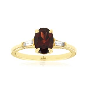 YELLOW GOLD GARNET & DIAMOND RING H2626G