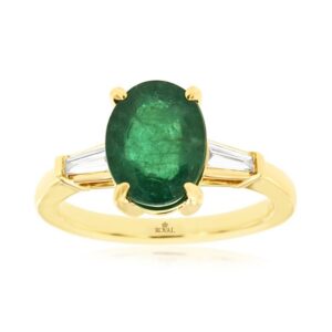 YELLOW GOLD EMERALD & DIAMOND RING H2627EM
