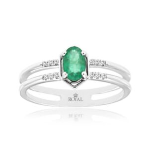 WHITE GOLD EMERALD & DIAMOND RING WC9727E
