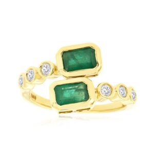 YELLOW GOLD EMERALD & DIAMOND RING H2768EM