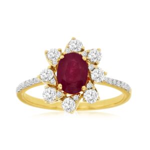 YELLOW GOLD RUBY & DIAMOND RING C9420RB