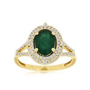YELLOW GOLD EMERALD & DIAMOND RING C9944EM