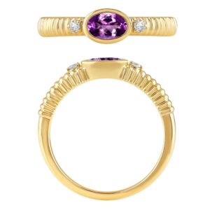 YELLOW GOLD AMETHYST & DIAMOND RING M7084