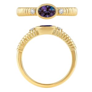YELLOW GOLD ALEXANDRITE & DIAMOND RING M7088