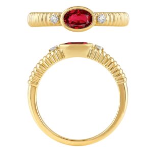 YELLOW GOLD RUBY & DIAMOND RING M7089
