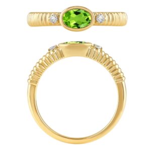 YELLOW GOLD PERIDOT & DIAMOND RING M7090