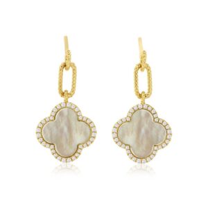 YELLOW GOLD DIAMOND & MOTHER OF PEARL EARRINGS H2941D