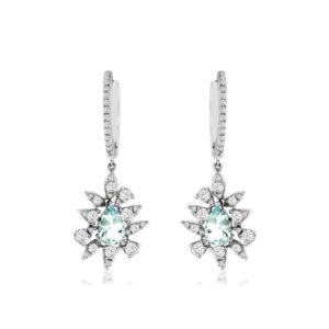 WHITE GOLD AQUAMARINE & DIAMOND EARRINGS WC9424Q