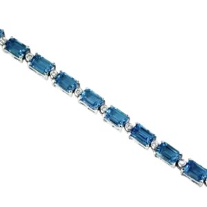 WHITE GOLD BLUE TOPAZ & DIAMOND BRACELET WC3353B