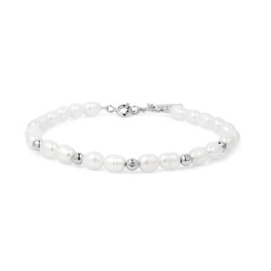 ANIA HAIE SILVER FRESHWATER PEARL AND WHITE CUBIC ZIRCONIA BRACELET B058-05H
