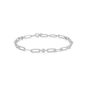 ANIA HAIE SILVER BEZEL STATION PAPER CLIP CHAIN BRACELET B069-01H