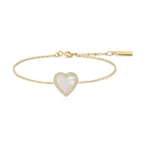 ANIA HAIE GOLD MOTHER OF PEARL HALO HEART BRACELET B071-05G