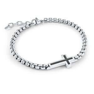 ITALGEM STEEL BOX LINK CROSS BRACELET SMB818