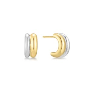 ANIA HAIE TWO-TONE DUET MIXED HUGGIE HOOP EARRINGS E067-05T