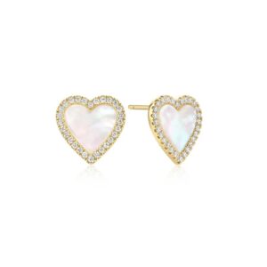 ANIE HAIE GOLD MOTHER OF PEARL HALO HEART STUD EARRINGS E071-03G