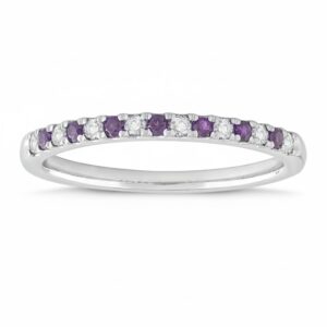 WHITE GOLD AMETHYST & DIAMOND BAND M4774