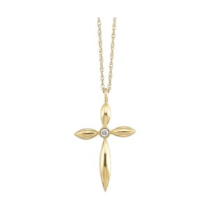 YELLOW GOLD DIAMOND CROSS PENDANT PD35844-1YC