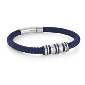 ITALGEM STEEL BLUE-IP LEATHER BRACELET SLB527