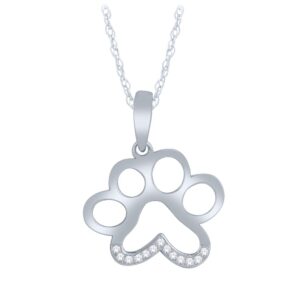 WHITE GOLD PAW PRINT DIAMOND PENDANT M4610